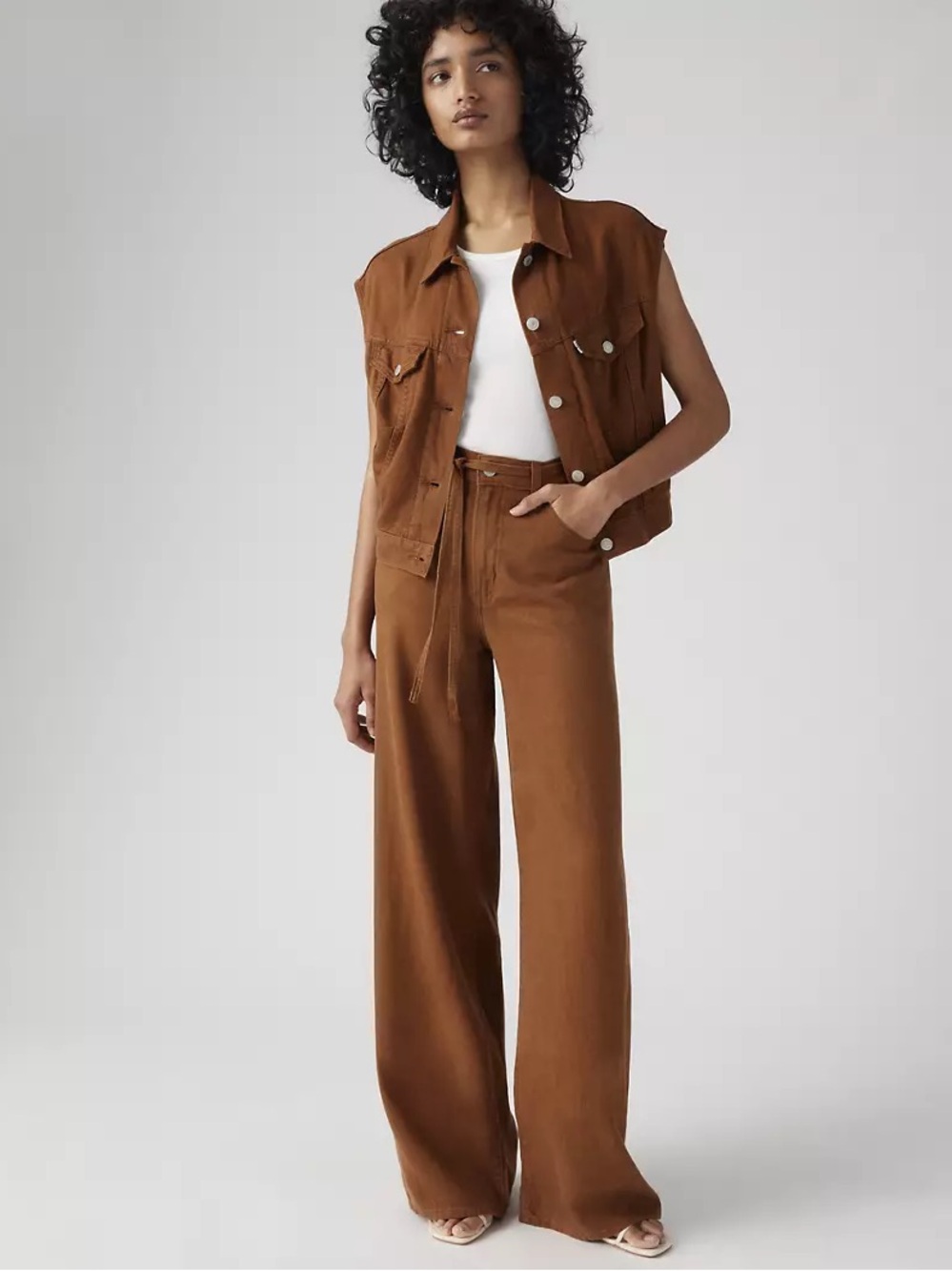 NWT Levi’s Premium Brown Linen Blend Wide Leg Pants Size 24